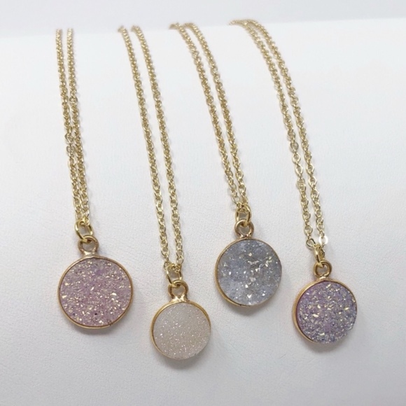Neutral Round Druzy Necklaces - Picture 6 of 7